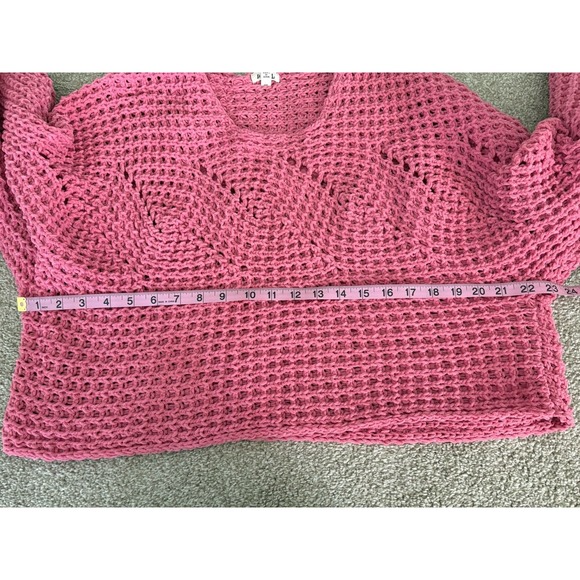 POL Pink Chunky Knit Oversized Cropped Long Sleeved Sweater Small Style YST586 - Picture 7 of 8